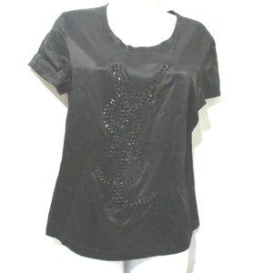 NEW YVES SAINT LAURENT SILK Signature Tee Top T-Shirt